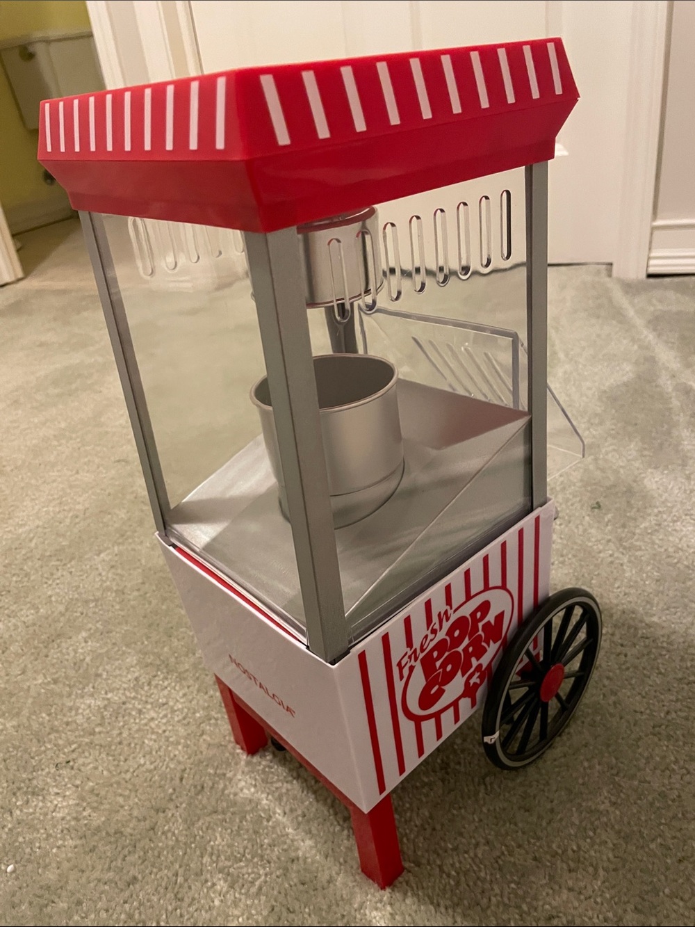 Nostalgia-Style Red & Silver Popcorn Machine - Picture 3 of 4